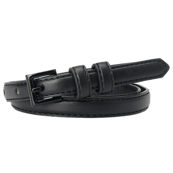 NUZYZ Women Thin Pants Belt Solid Color Faux Leather Waistband Adjustable Length Multi Holes Design Jeans Belt