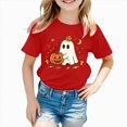 thumbnail image 2 of xaweyi Casual Crew Neck Short Sleeve Tee for Girls Cute Cartoon Print Fashion Kids Halloween Tshirt, 2 of 7