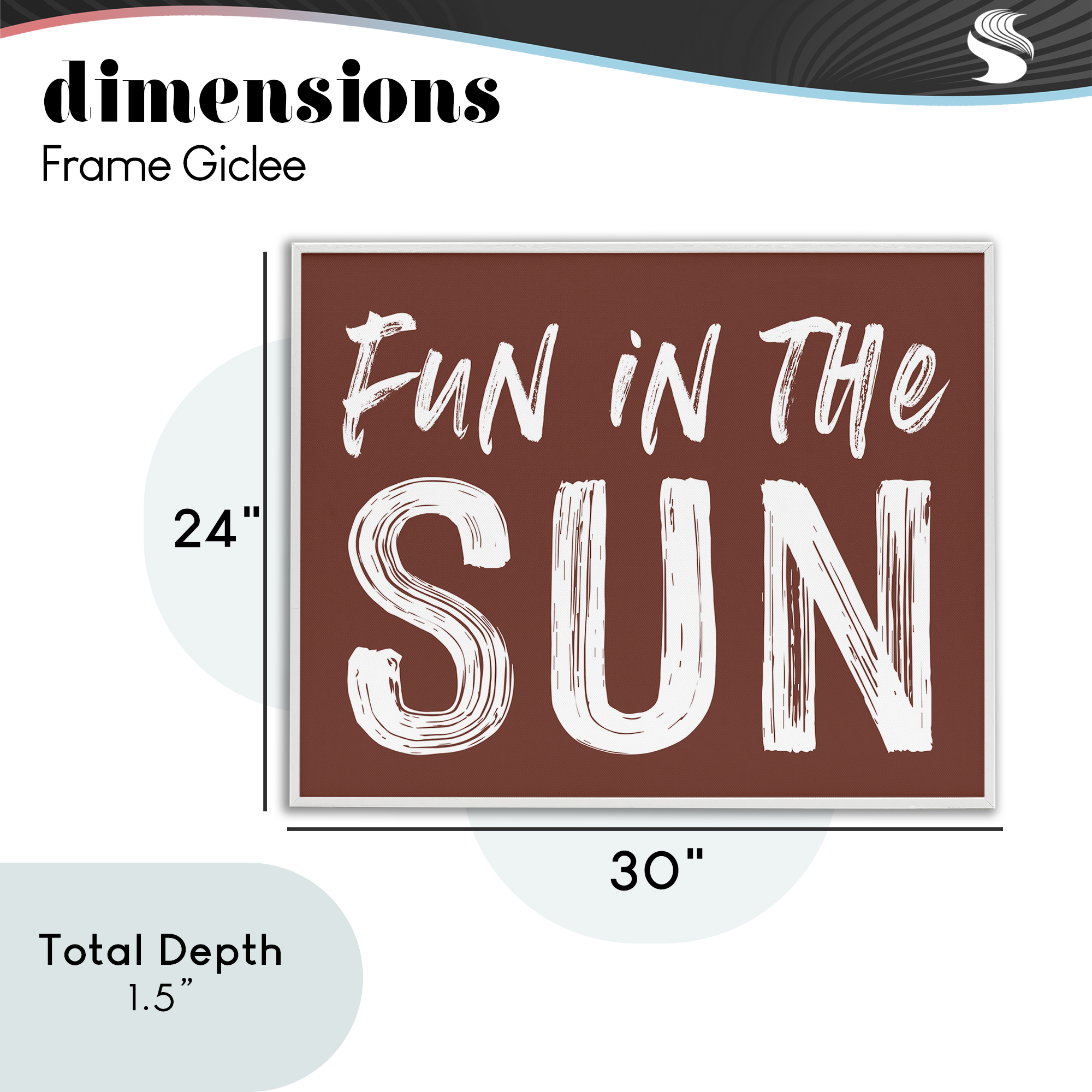 Fun In Sun Brown Sentiment White Framed Giclee Art, design by Lettered and Lined