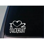 I heart to duck hunt sticker *H235* 8 inch wide vinyl camo duck call