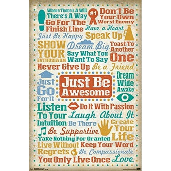 Positive Inspirational Poster Amazing Quotes Collage - Just Be Awsome - New 24x36