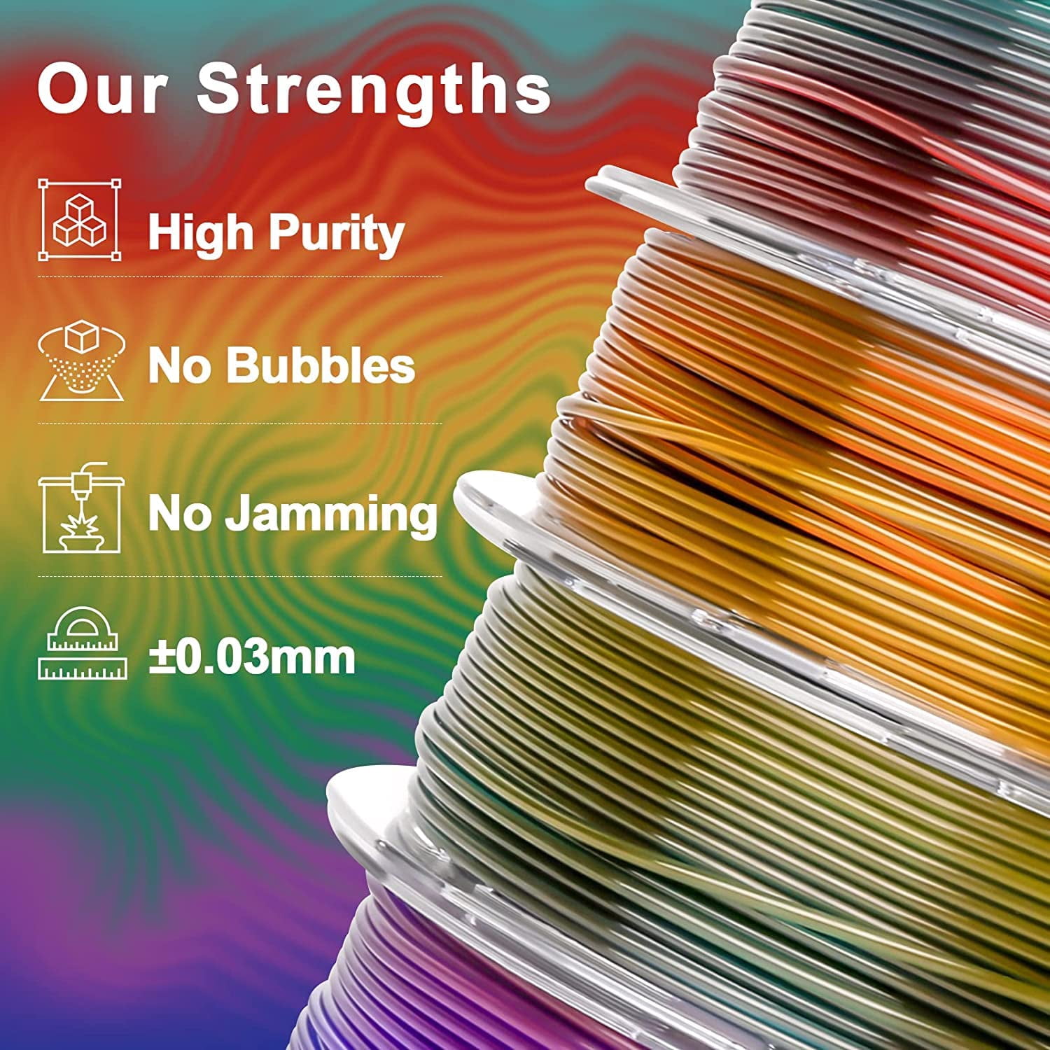 3D Printer Filament Bundle, PLA Filament 1.75mm Transparent Multlor, with Light Transmission Feature,Blue Purple,Yellow Green Purple,Blue Brown,Orange Grey,200g x 4 Spools