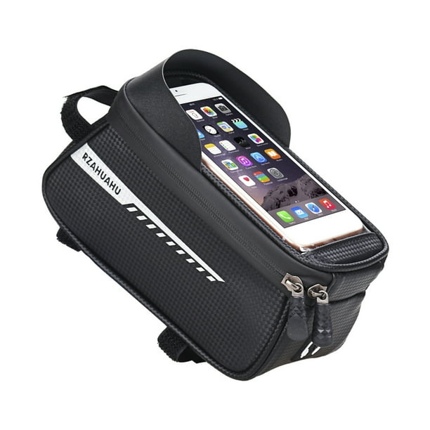 Alforja de bicicleta Bolsas impermeables para montaje en teléfono de bicicleta, bolsa de tubo superior con marco frontal con pantalla táctil, funda para teléfono, bolsa de almacenamiento de herramient
