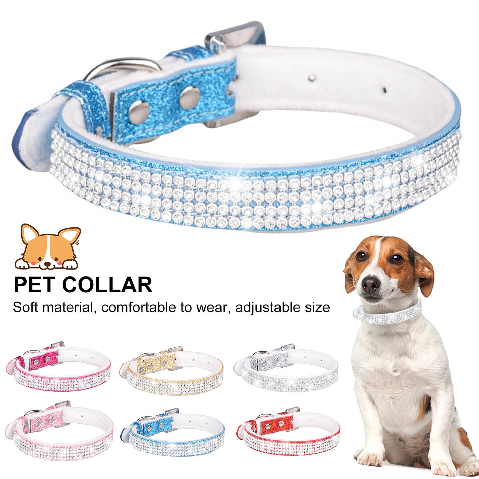 Shulemin Pet Collar Soft Texture Decorative Adjustable Dogs Inlaid