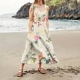 thumbnail image 2 of Ovticza Cute Summer Dresses for Women Trendy Boho Flowy Maternity Maxi Dresses Floral Tank Long Sundresses Sleeveless Cotton Linen Sundresses Over 50 with Pockets Beige 2XL, 2 of 7