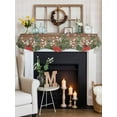 thumbnail image 4 of Christmas Poinsettia Fireplace Mantle Scarf, Farmhouse Eucalyptus Botanical Xmas Mantel Cover Table Runner for Home Living Room Door Window, Indoor Outdoor Holiday Party Decor 17" x 60", 4 of 6
