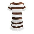 thumbnail image 7 of pstuiky Women's Casual Dresses, T-Shirt Dress Striped Short Sleeve V-Neck Sundresses High Waist with Pockets Knee Length Dresses with Belt Flowy Dresses for Women Wedding Brown XXL, 7 of 7
