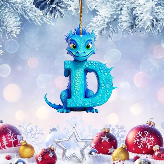 26 Letters Cute Animal Baby Christmas Acrylic Ornament Tree Decoration Pendant for Car Holiday Festive Hanging