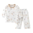 thumbnail image 3 of Asxite Toddler Fall Outfits Print 3/4 Sleeve Top Straight Leg Pants Casual Loose 2 Piece Set 7T, 3 of 7