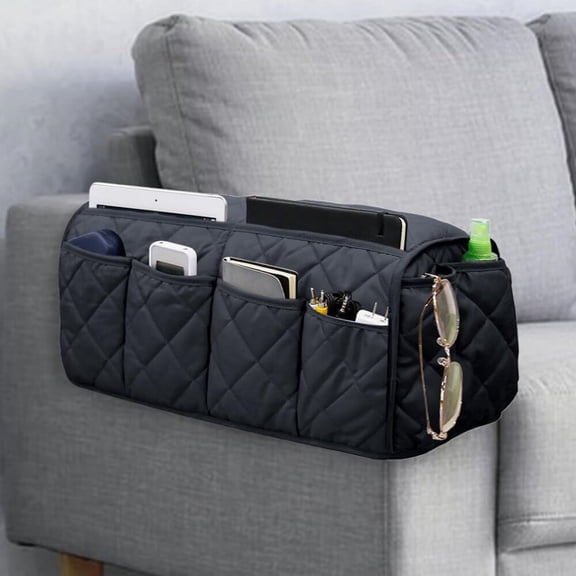 Sofa Armrest Organizer Non-Slip Arm Chair Bedside Caddy Storage Organizer for Recliner Couch with 14 Pockets for Cell Phone TV Remote Control Magazines