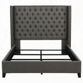 thumbnail image 3 of Lendra Grey Queen Panel Bed with Wingback Headboard and Tufted Accents, 3 of 9
