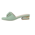 thumbnail image 2 of ZEZKT Women's Flat Slippers Sandals Dressy Summer Open Toe Slip On Leather PU Sandals Green 6.5, 2 of 7
