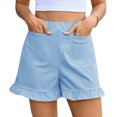 thumbnail image 3 of High Waist Women Straight Leg Ruffle Shorts Dressy Bottom, 3 of 6