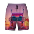 thumbnail image 4 of Lsque Mens Swim Trunks Sunset Truck Highway Pattern - Bathing Suit Compression Liner - Beach Swim Shorts Swimwear - (S-3XL) - Stretch Quick Dry -Large, 4 of 9
