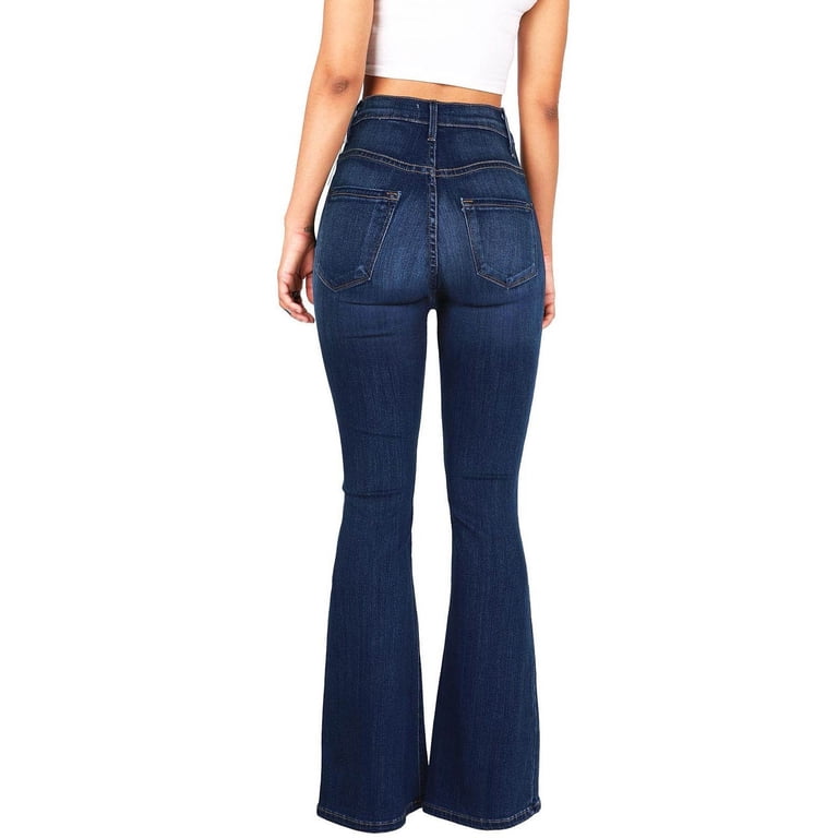 Retro High Waist Bell Bottom Jeans Womens High Waist 5-Buttons