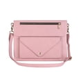 thumbnail image 4 of ELEHOLD Leather Bag Case for iPad Pro 12.9" 2022/2021/2020/2018 with Card Slots Zipper Storage Pencil Holder Kickstand Function Crossbody Shoulder Strap Handstrap Phone Bag Business Bag Case, Pink, 4 of 9