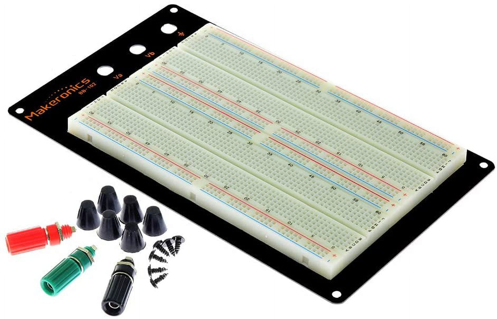Makeronics Solderless 1660 Breadboard Super Kit - 1660 Tie-Points  Experiment Plug-in Breadboard with Aluminum Back Plate + 350 Jumper Wires +  65 Jumper Wires for Prototyping Circuit/Arduino 