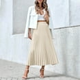 thumbnail image 5 of Women's Solid Color High Waisted A Line Maxi Pleated Skirts Office Work Elegant Basic Long Skirts, 5 of 6