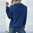 thumbnail image 4 of WTOBBY Women's Casual Solid Color Splicing Slim Fit Textured Stand Collar Long Sleeve Top for Fashion Comfort, Pullover Style, and Versatile Outfit Options,Blue L, 4 of 4