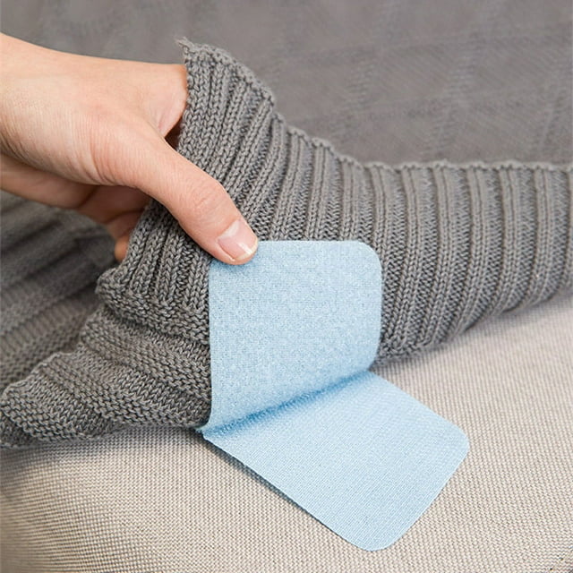 RV 20 pares de sábanas, soportes para cojines de sofá, edredones antideslizantes, antideslizantes, de silicona, sin rastro, adhesivo invisible sin agujas (azul+blanco)