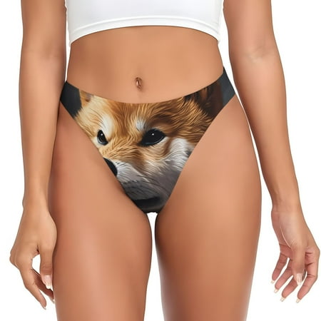 Qokaie Regal Shiba Inu Printed Women s Cotton Thong Underwear  Sexy Breathable Panties G-string-XX-Large