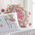 thumbnail image 2 of Levtex Home - Lima Llama - Decorative Pillow (16in.R) - Embroidered Round Suzani pattern - White, Fuschia, Salmon, Orange and Pink, 2 of 3