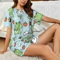 thumbnail image 4 of Fotbe Cute Floral Frog Print Pajama Set for Women 2 Piece Loungewear Short Sleeve Tops and Shorts Set Soft Sleepwear-Small, 4 of 7