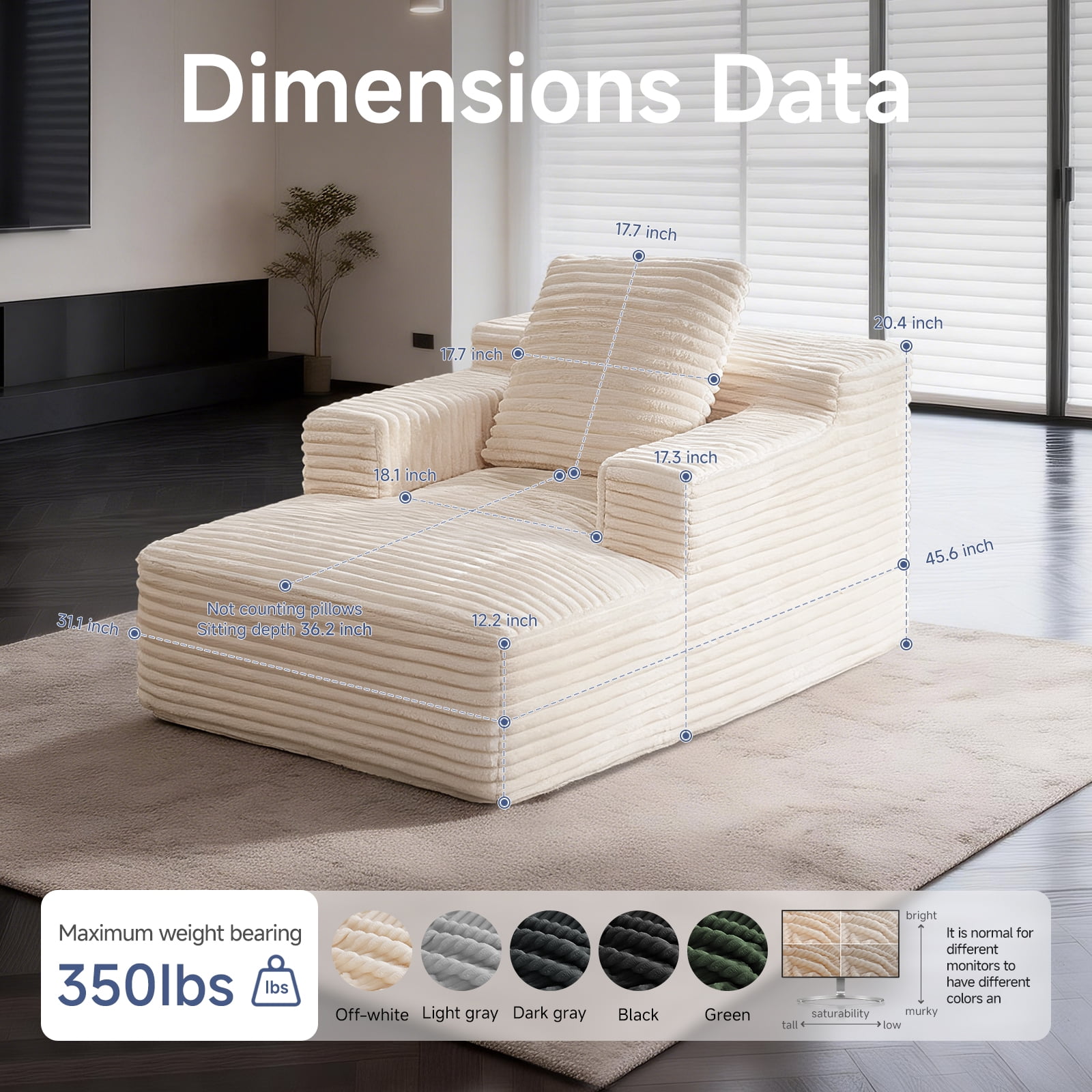 Corduroy Modular Cube Lazy Sofa, Convertible Floor Chaise Lounge, No Assembly Block Sofa with Storage Pockets for Bedroom Living Room Kids Napping