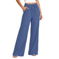 thumbnail image 2 of YTCAMLO Womens Cotton Pants Elastic High Waist Casual Palazzo Trousers with Pockets Casual Lightweight Breathable Flowy Wide Leg Pants, 2 of 9