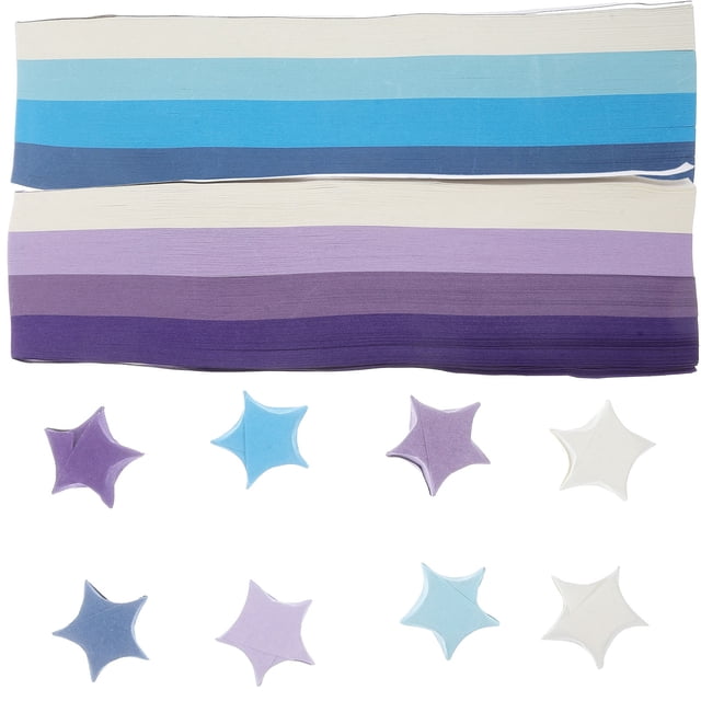VERDANVERSE 2 Sets Origami Stars Papers Gradient Blue and Purple Time Activities Families Friends