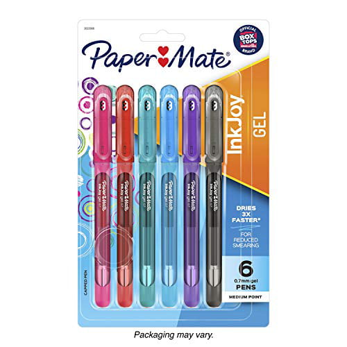 Paper Mate InkJoy Gel Pens Medium Point 6 Count 2022988 Assorted Colors Capped 0.7mm 