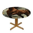 thumbnail image 3 of Patifu Horse Theme Round Tablecloth | Stain-Resistant Washable 100% Polyester Fabric | Ideal for Indoor Outdoor Restaurants, Weddings, Parties | Home Kitchen Outdoor Decoration 38"-42, 3 of 8