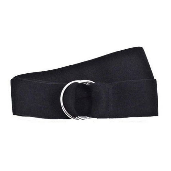 NYFASHION101 Unisex Canvas Stretch Elastic Belt with Silver Metal Round Buckle, Black