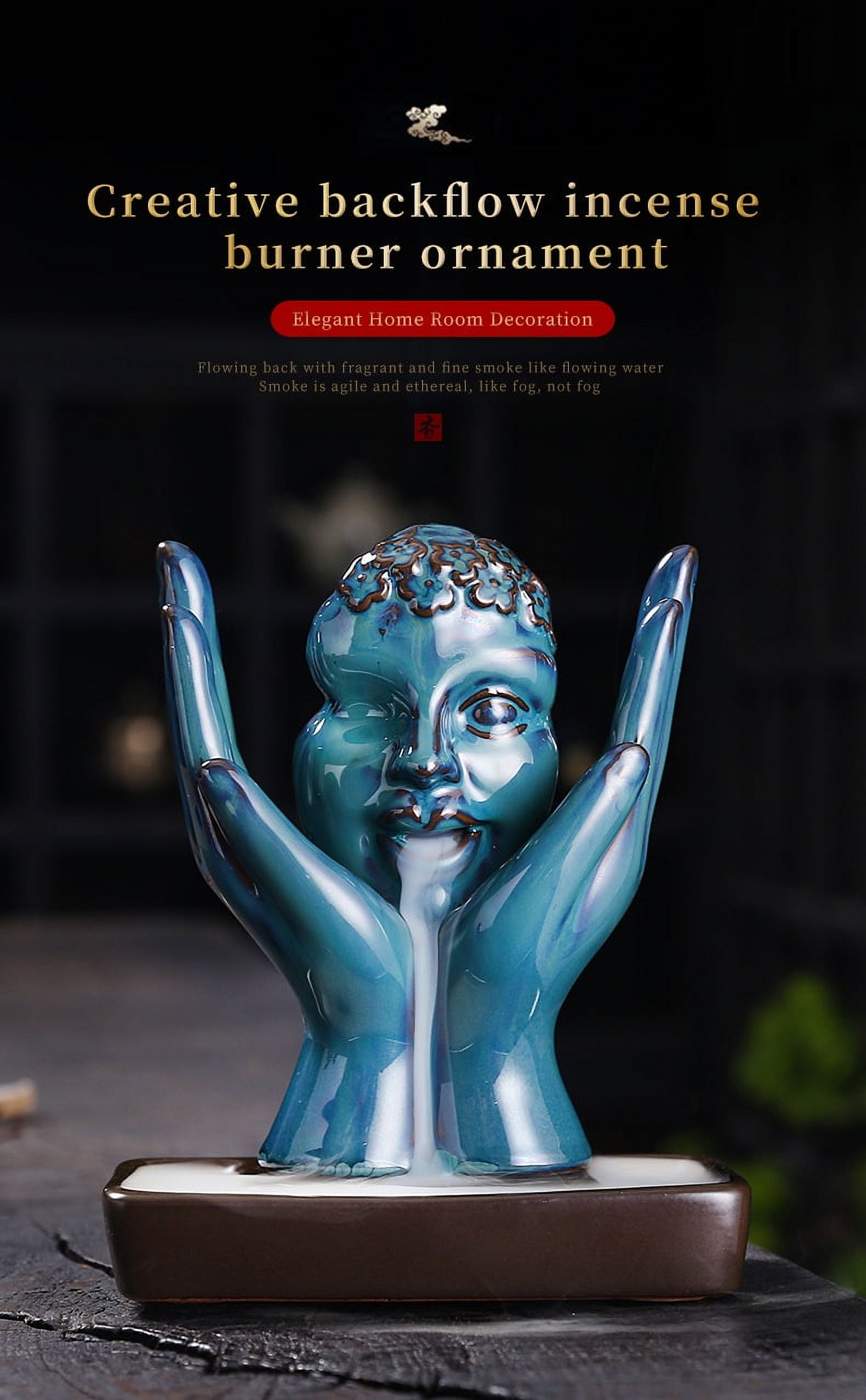 Ceramic Beauty Statue Backflow Incense Burner Creative Smoke Sandalwood Incense Holder Waterfall Ornaments Home Desktop Decoration