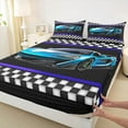 thumbnail image 4 of Feelyou Futuristic Race Car Twin Sheet Sets, Blue Cartoon Automobile Twin Fitted Sheet, Teens Kids Boys Girls Flat Sheet, Super Cozy Room Decor, 3 Pieces, 4 of 8