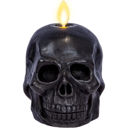 Pre-Owned Luminara Large Black Flameless Candle Skull Unscented - 5.85" x 7.5"