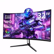 ZZA 32" Curved Gaming Monitor, 4k UHD(3840 * 2160P) VA Screen, 1500R, 144Hz/160Hz Computer Moniter, Supports AMD Freesync, 120% sRGB, Wall Mountable Installs(HDMI 2.1/DP 1.4)-Black