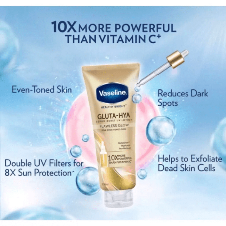 Vaseline Gluta-Hya Serum Burst UV Body Face Lotion, Flawless