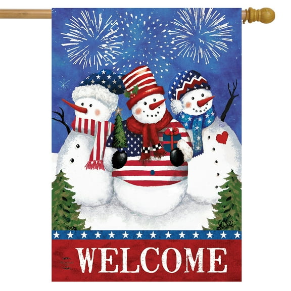 Briarwood Lane American Snowmen Winter House Flag