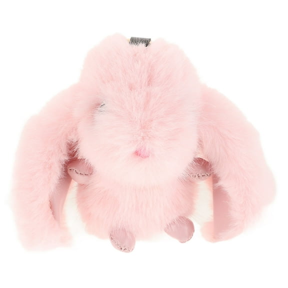 FRCOLOR 1Pack Fuzzy Slipper Keychain Pink Bunny Plush 5.9x5.1x4.1in