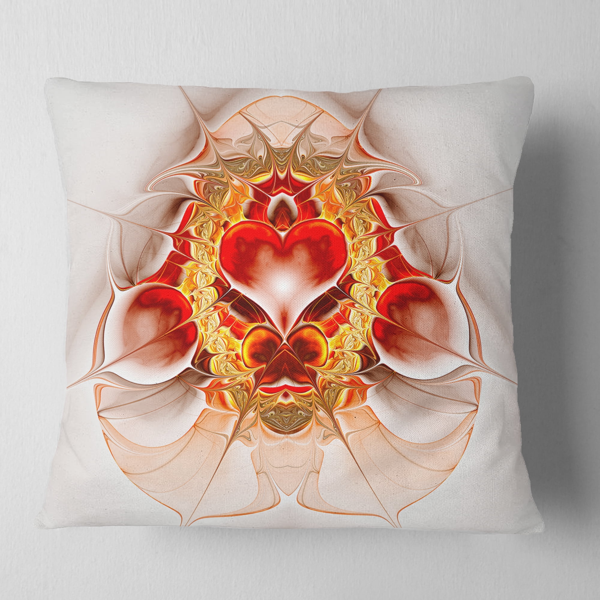 Designart 16" x 16" Abstract Red Fractal Polyester Throw Pillow