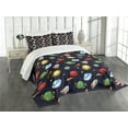 thumbnail image 3 of Ambesonne Space Quilted Bedspread Set 3 Pcs, Cosmos with Sun Planets, Queen Size, Multicolor, 3 of 5
