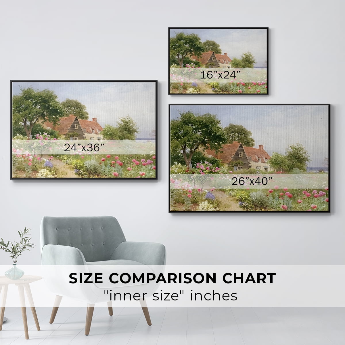 Vintage Landscape-CCLIV By Wexford Home Framed in Black Wood Gallery Wrapped Canvas 27 in. x 41 in.