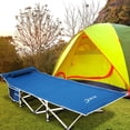 thumbnail image 3 of Camping Cots, Cots for Adults, Folding Cot, with Pillow, Carry Bag & Storage Pocket, Extra Wide Sturdy, Holds Up to 500 Lbs (2, Grey), 3 of 11