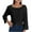Black, variant on ShomPort 3/4 Sleeve Tops for Women Summer Scoop Neck Tunic Tops Casual Solid Color Work Shirts Pullover