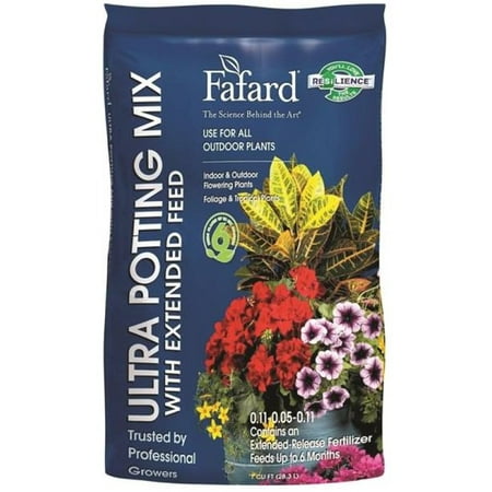 sun gro Fafard 4005101 Ultra Potting Mix with Extended Feed, Brown/White, Flecks Grain, 100 Bag