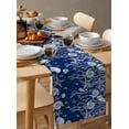 thumbnail image 6 of ERUNPONLY Navy Blue Coastal Table Runner - 70 Inch Long Starfish Coral Ocean Conch Sea Nautical Cotton Linen Blended Dress Scarves Farmhouse Table Runner for Kitchen Dining, Coffee Table, 13"x70", 6 of 8