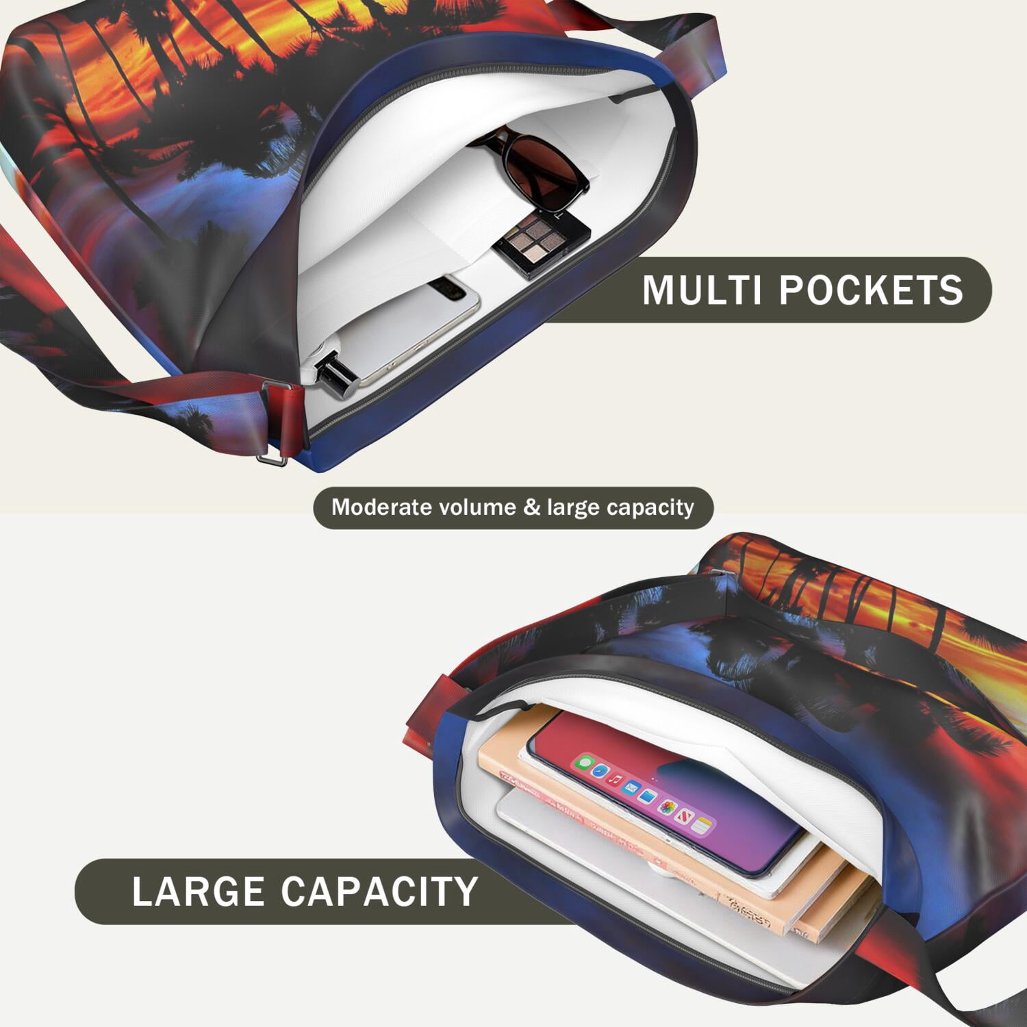 Vibrant Tropical Paradise Casual Everyday Purse | Lightweight Sling Bag for Women | Minimalist Design with Multi-Pocket Interior