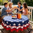 thumbnail image 5 of Win s Way Patriotic Star Round Tablecloth 4th of July Independence Day Round Tablecloth American Themed Party Table Cover Round Tablecloth Red White Blue Starburst Pattern Outdoor Picnic BBQ Decor, 5 of 7