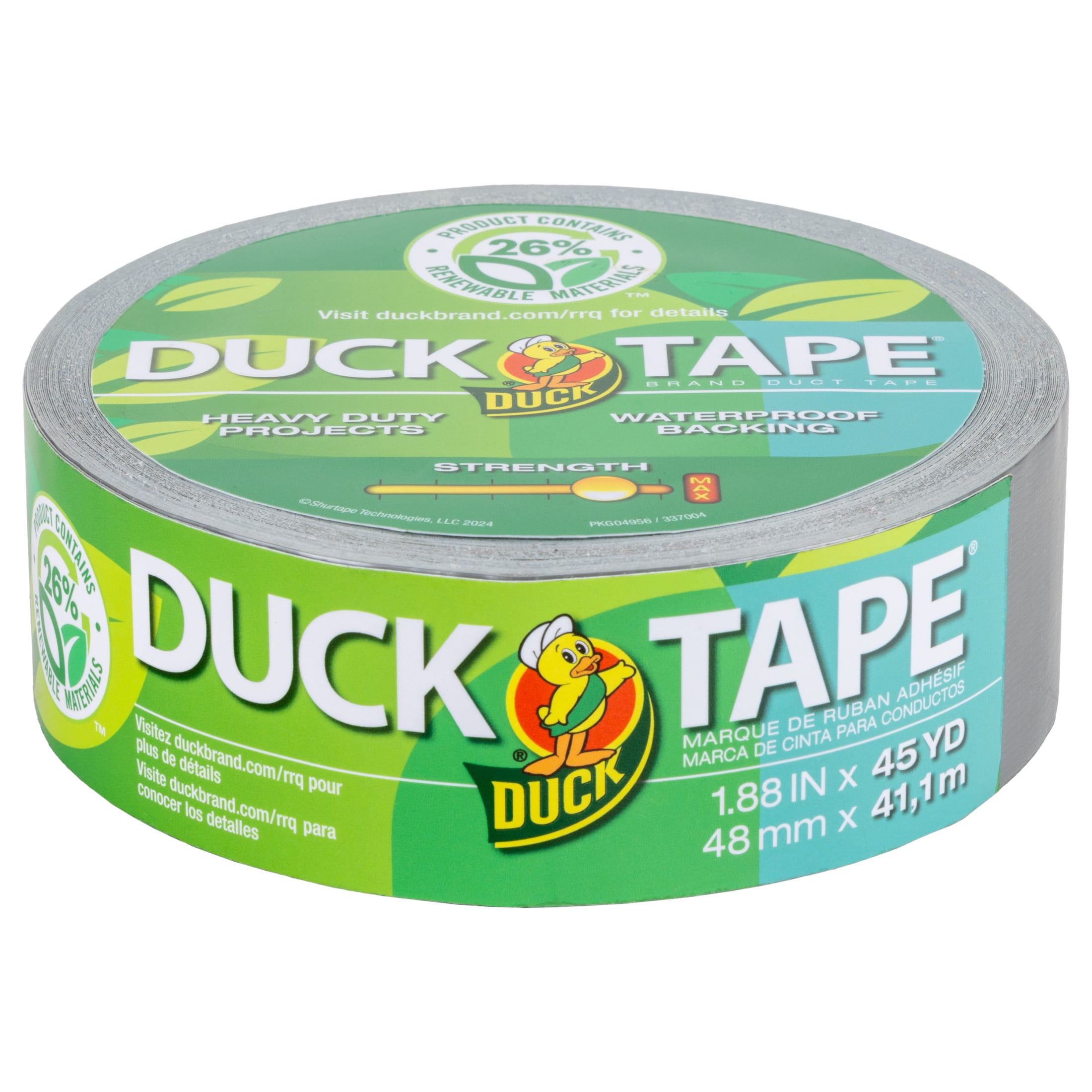 (8 pack) Duck Renewable Material Duck Tape - Silver, 1.88 in. x 45 yard
